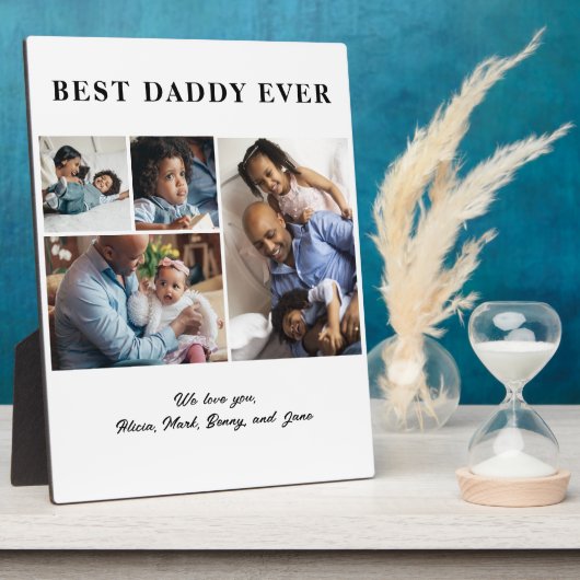 Beste papa ooit Vaderdag 4 fotocollage Fotoplaat (Zijkant)