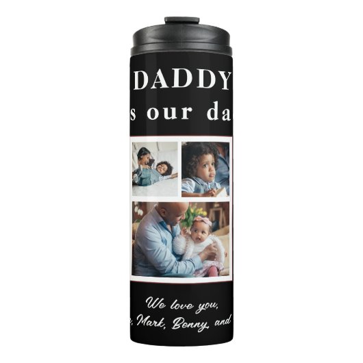 Beste papa ooit Vaderdag 5 foto collage Thermosbeker (Voorkant)