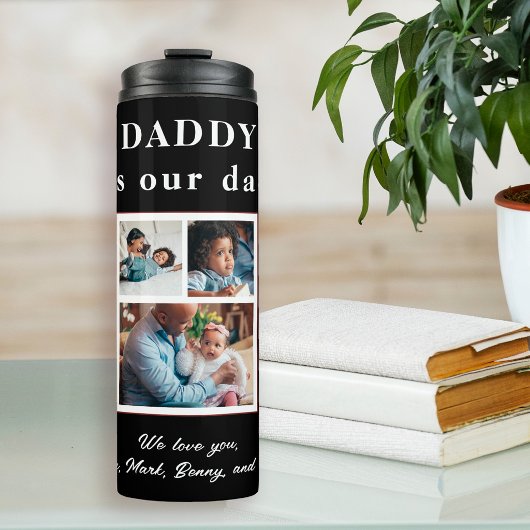 Beste papa ooit Vaderdag 5 foto collage Thermosbeker