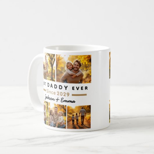 Beste papa ooit Vaderdag 5 fotocollage Koffiemok (Voorkant links)