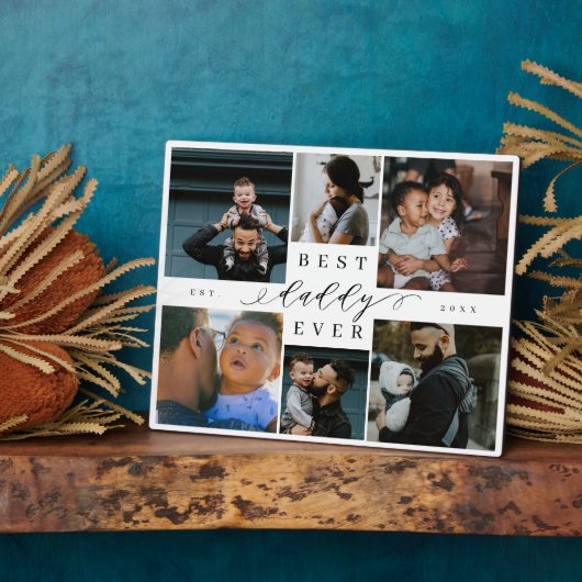 Beste papa ooit | Vaderdag 6 Foto-collage Fotoplaat (Zijkant)