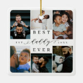 Beste papa ooit | Vaderdag 6 Foto-collage Keramisch Ornament (Achterkant)