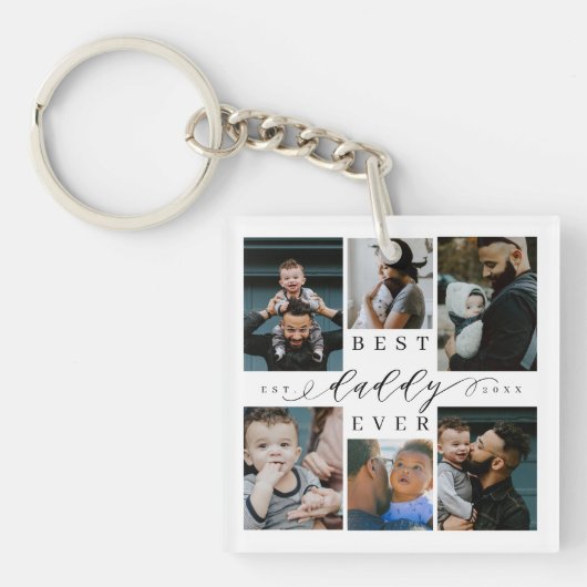 Beste papa ooit | Vaderdag 6 Foto-collage Sleutelhanger (Voorkant)
