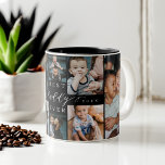 Beste papa ooit | Vaderdag 8 Foto-collage Tweekleurige Koffiemok<br><div class="desc">Stuur een mooi gepersonaliseerd vaderdag-cadeau naar je vader dat hij zal koesteren. Speciale gepersonaliseerde vaderdag familie foto collage om uw speciale familie foto's en herinneringen weer te geven. Ons ontwerp is voorzien van een eenvoudig 8 foto collage grid ontwerp met "Best Daddy Ever" ontworpen in een prachtige handgeschreven zwarte script...</div>