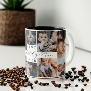 Beste papa ooit   Vaderdag 8 Foto-collage Tweekleurige Koffiemok