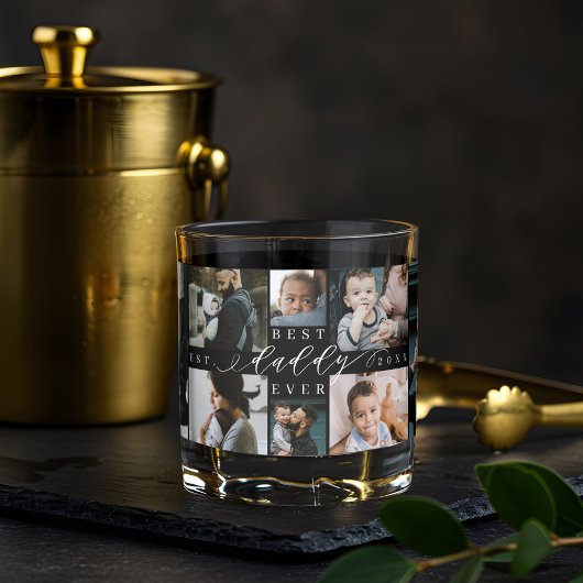 Beste papa ooit | Vaderdag 8 Foto-collage Whisky Glas