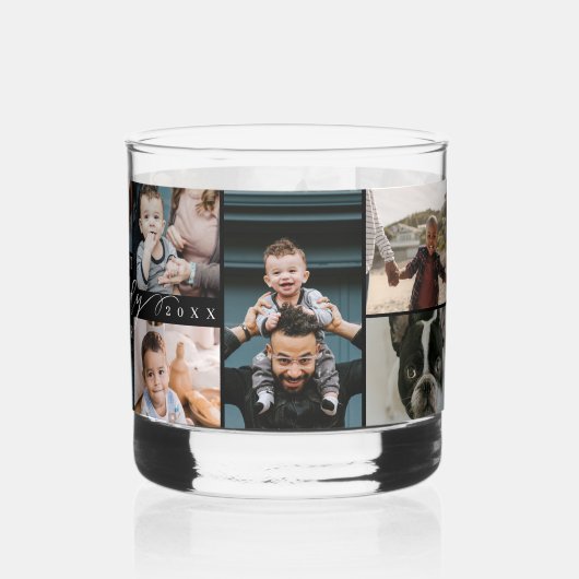Beste papa ooit | Vaderdag 8 Foto-collage Whisky Glas (Achterkant)