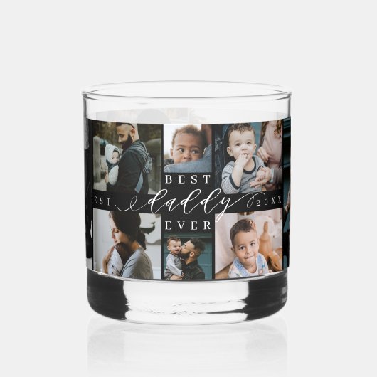 Beste papa ooit | Vaderdag 8 Foto-collage Whisky Glas (Links)