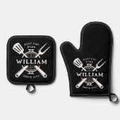 Beste papa ooit Vaderdag BBQ Grill Adult Ovenwant & Pannenlap Set (Voorkant)