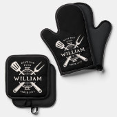 Beste papa ooit Vaderdag BBQ Grill Adult Ovenwant & Pannenlap Set (Voorkant / Achterkant)