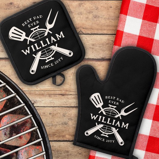 Beste papa ooit Vaderdag BBQ Grill Adult Ovenwant & Pannenlap Set