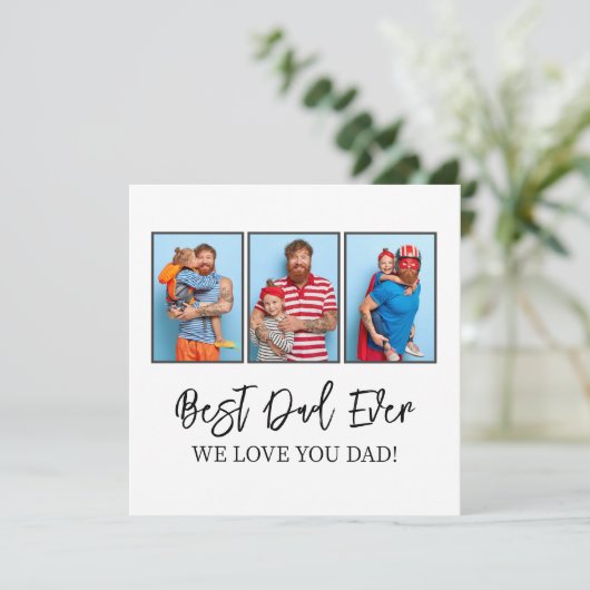 Beste Papa Ooit Vaderdag Cadeau Kinderen Foto Coll Feestdagenkaart (Staand voorkant)