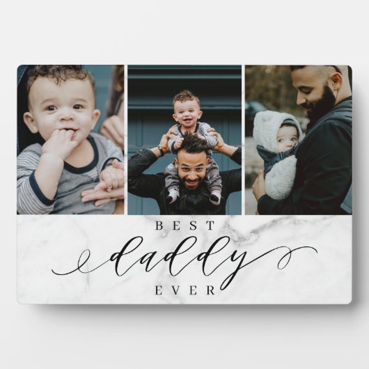 Beste papa ooit Vaderdag Foto Collage Marmer Fotoplaat (voorkant)