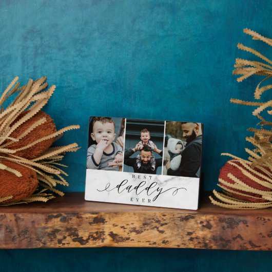 Beste papa ooit Vaderdag Foto Collage Marmer Fotoplaat (Zijkant)