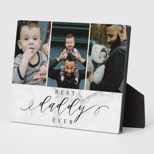 Beste papa ooit Vaderdag Foto Collage Marmer Fotoplaat (Zijkant)
