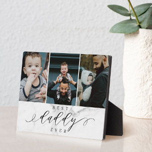 Beste papa ooit Vaderdag Foto Collage Marmer Fotoplaat
