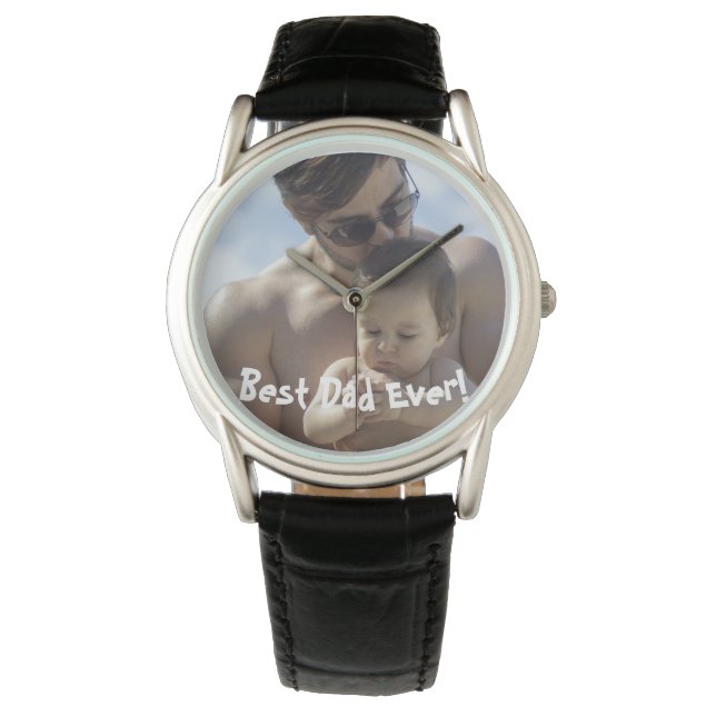 Beste papa ooit Vaderdag foto e-horloge Horloge (Voorkant)