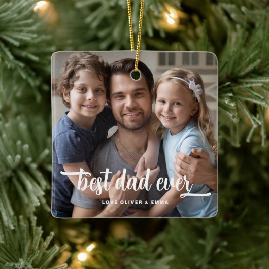 Beste Papa Ooit Vaderdag Foto Keramisch Ornament (Boom)