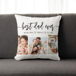 Beste papa ooit - Vaderdag fotocollage Kussen<br><div class="desc">Vier Vaderdag met het beste papa ooit fotocollage Sierkussen. Deze gepersonaliseerde aandenken beschikt over een prachtig gerangschikte collage van gekoesterde foto's die speciale momenten vastleggen met je vader. Gemaakt van hoogwaardige materialen, voegt het een stijlvolle en sentimentele touch toe aan elke ruimte, perfect om op een bed of bank weer...</div>