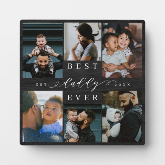 Beste papa ooit Vaderdag Gift Foto Woodgrain Fotoplaat (Voorkant)