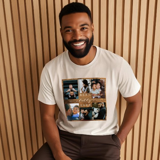 Beste papa ooit Vaderdag Gift Foto Woodgrain Tri-Blend Shirt