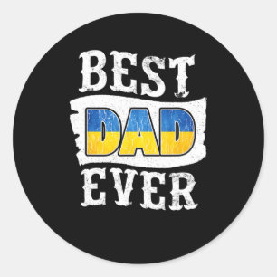 Beste Papa Ooit Vaderdag Oekraïense Vlag Oekraïne  Ronde Sticker