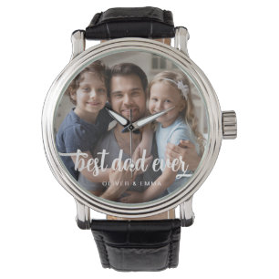 Beste Papa Ooit Vaderdag Script Foto Horloge