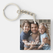 Beste Papa Ooit Vaderdag Script Foto Sleutelhanger (Voorkant)