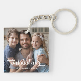 Beste Papa Ooit Vaderdag Script Foto Sleutelhanger