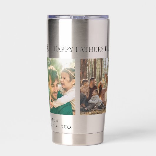Beste papa ooit vaders dag 4 fotocollage geïsoleerde drinkbeker (Achterkant)