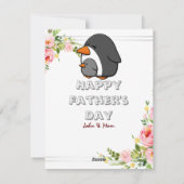 Beste papa ooit vaders dag bloemige pinguïn feestdagenkaart (Achterkant)
