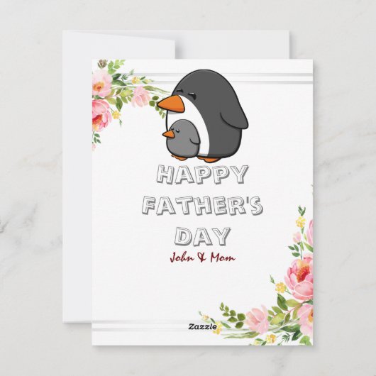 Beste papa ooit vaders dag bloemige pinguïn feestdagenkaart (Achterkant)