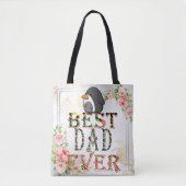 Beste papa ooit vaders dag bloemige pinguïn tote bag (Voorkant)