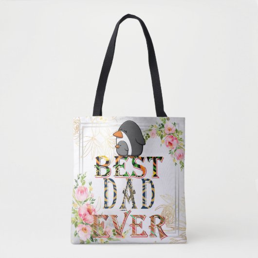 Beste papa ooit vaders dag bloemige pinguïn tote bag (Voorkant)