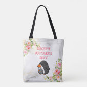 Beste papa ooit vaders dag bloemige pinguïn tote bag (Achterkant)