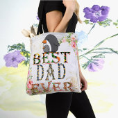 Beste papa ooit vaders dag bloemige pinguïn tote bag