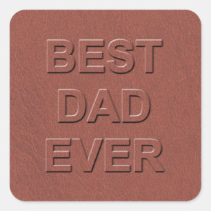 Beste papa ooit vaders dag faux bruin leer vierkante sticker
