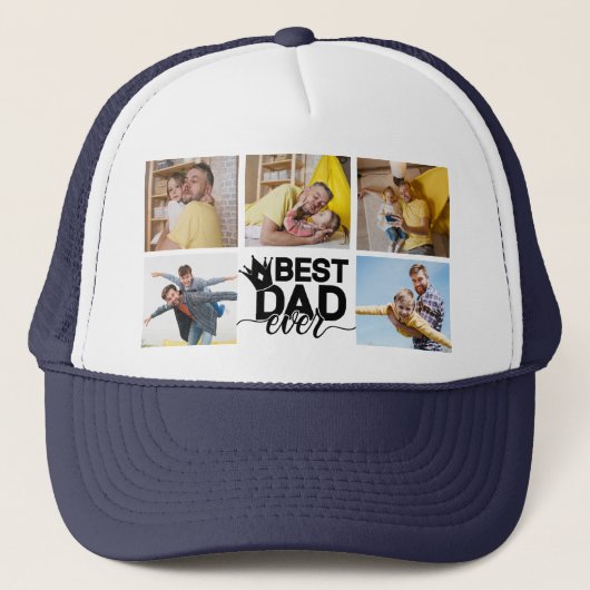 Beste papa ooit vaders dag foto collage aandenken trucker pet (Voorkant)