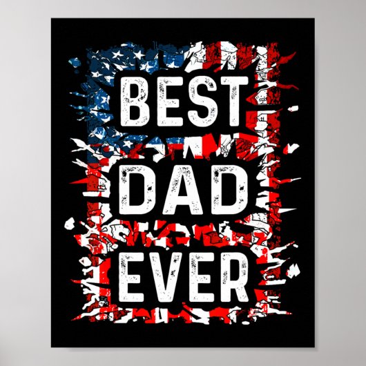 Beste papa ooit Vaders Dag Papa Amerikaanse vlag Poster (Voorkant)