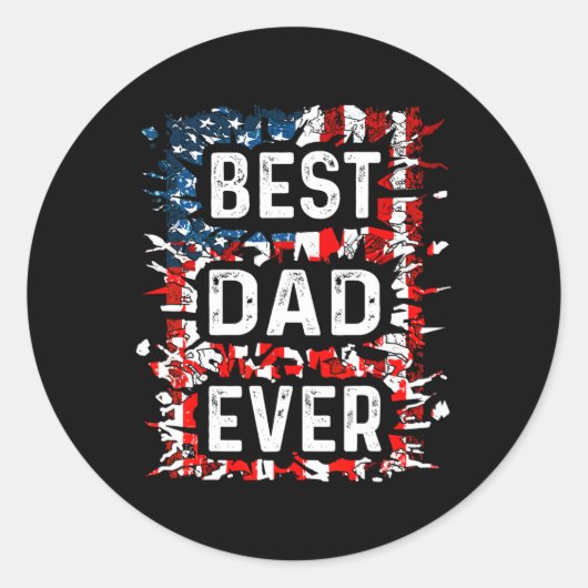 Beste papa ooit Vaders Dag Papa Amerikaanse vlag Ronde Sticker (Voorkant)
