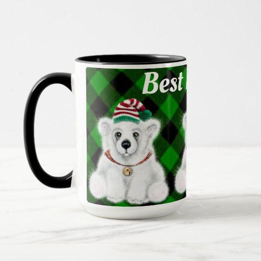 Beste Papa Ooit vakantie Polar beer groen plaid Mok (Links)