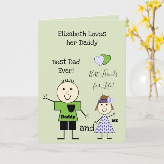 Beste papa ooit van klein meisje verjaardag groet kaart (Gele Bloem)