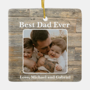 Beste papa Ooit Verdrietig rustiek licht Houten gr Keramisch Ornament