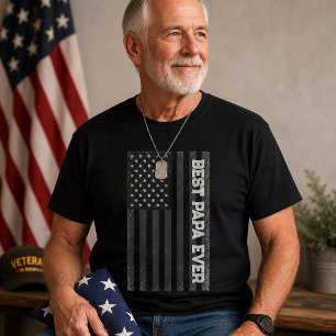 Beste Papa Ooit Vervagende Amerikaanse Vlag Vaderd T-shirt