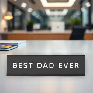 Beste papa ooit Vet Zwart en Wit Kantoor Bureau Naambordje