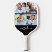 Beste papa ooit vier foto collage pickleball paddle (Achterkant)