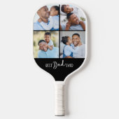 Beste papa ooit vier foto collage pickleball paddle (Voorkant)