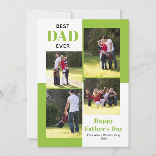 Beste papa ooit vier foto's lime groen Vaderdag (Voorkant)