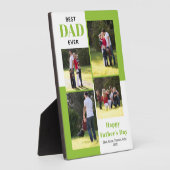 Beste papa ooit vier foto's lime groen Vaderdag Fotoplaat (Zijkant)