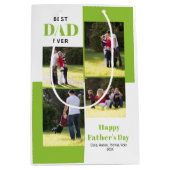 Beste papa ooit vier foto's lime groen Vaderdag Medium Cadeauzakje (Voorkant)